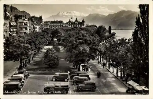 Ak Montreux Kanton Waadt Schweiz, Le Jardin Anglais und Dents du Midi