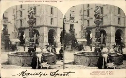 Stereo Ak Bern, Blick auf den Kindli Brunnen, Restaurant