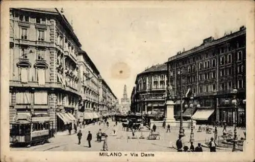 Ak Milano Mailand Lombardia, Via Dante