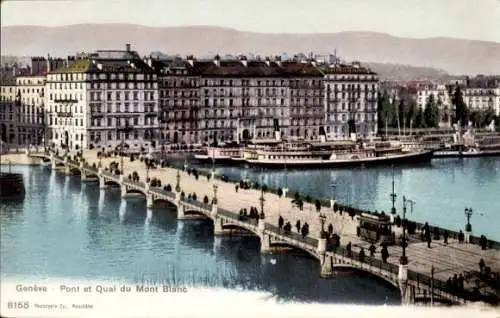 Ak Genf Genf Schweiz, Brücke und Quai du Mont Blanc