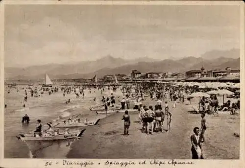 Ak Viareggio Toscana, Strand