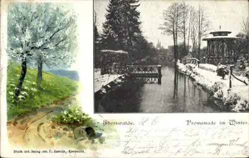 Passepartout Ak Eberswalde in der Mark, Promenade im Winter