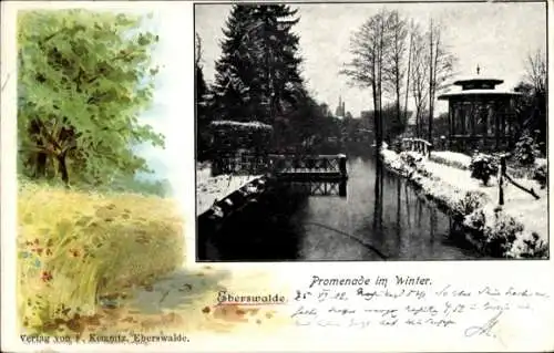 Passepartout Ak Eberswalde in der Mark, Promenade im Winter