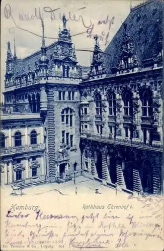 Ak Hamburg Altstadt, Blick in den Rathaus Ehrenhof I, Trenkler 664