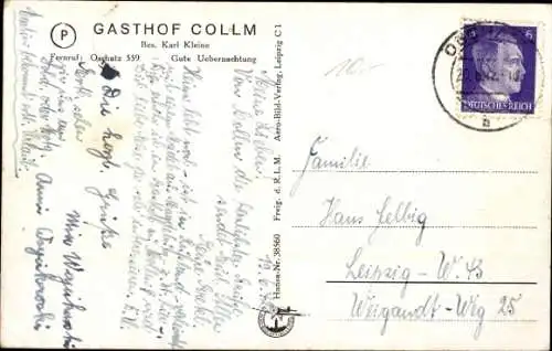 Ak Collm Wermsdorf in Sachsen, Observatorium Collmberg, Gasthof Collm, Fliegeraufnahme