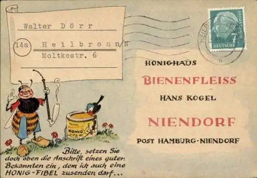 Ak Hamburg Niendorf, Reklame, Hans-Kogel-Honighaus Bienenfleiss, Biene, Honigtopf