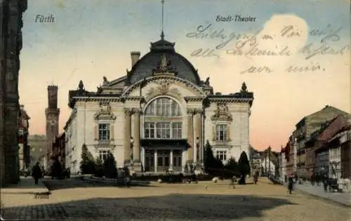 Ak Fürth in Mittelfranken Bayern, Straßenpartie am Stadttheater