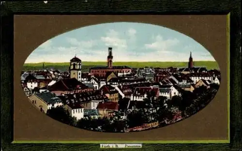 Präge Passepartout Ak Fürth in Mittelfranken Bayern, Panoramaansicht