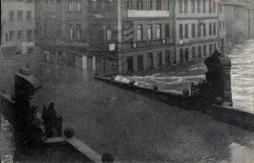 Ak Nürnberg in Mittelfranken, Museumsbrücke, Hochwasser 5. Februar 1909