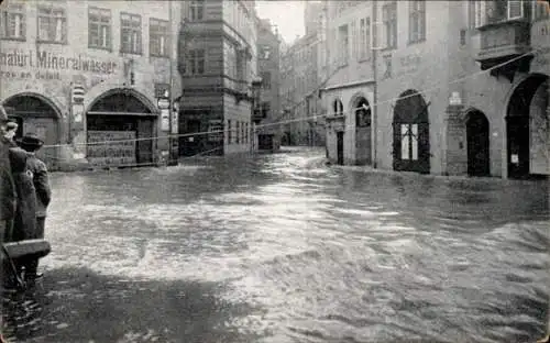 Ak Nürnberg in Mittelfranken Bayern, Tucherstraße, Hochwasser Katastrophe 05.02.1909