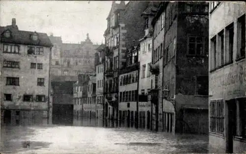 Ak Nürnberg in Mittelfranken, Hochwasser Katastrophe 1909, obere Kreuzgasse