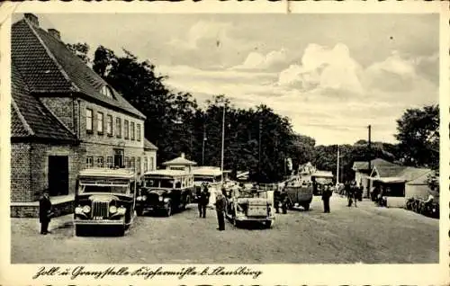 Ak Kupfermühle Harrislee in Schleswig Holstein, Zoll- und Grenzstelle, Busse