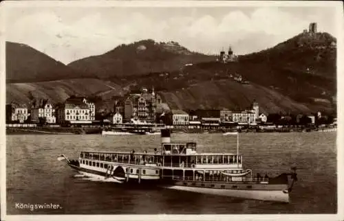 Ak Königswinter am Rhein, Stadtansicht, Salondampfer