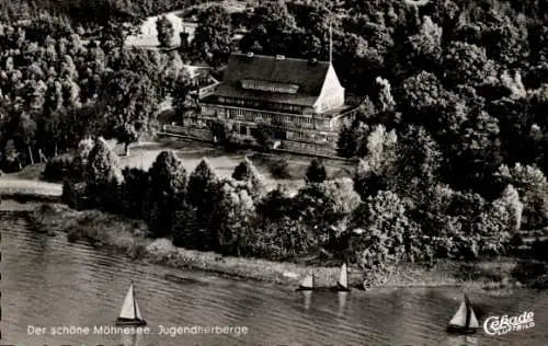 Ak Möhnesee in Westfalen, Jugendherberge, Segelboote