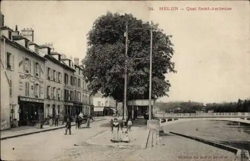 Ak Melun Seine et Marne, Quai Saint-Ambroise