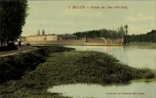 Ak Melun Seine et Marne, Pointe de l'Ile, cote Sud