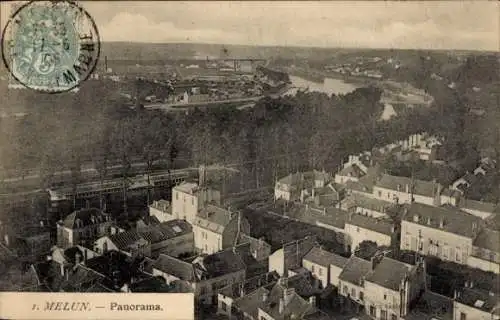 Ak Melun Seine et Marne, Panorama