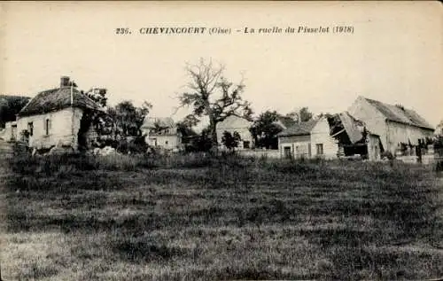 Ak Chevincourt Oise, La ruelle du Pisselot 1918