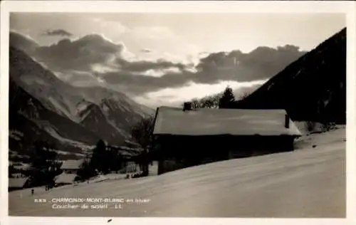 Ak Chamonix Mont Blanc Haute Savoie, Sonnenuntergang