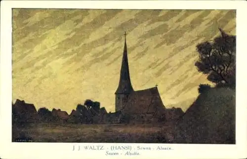 Künstler Ak Hansi / Jean Jacques Waltz, Sewen Elsaß Haut Rhin, Église