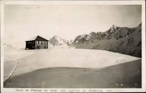 Ak Chamonix Mont Blanc Haute Savoie, Hotel du Prarion en hiver Les Aiguilles