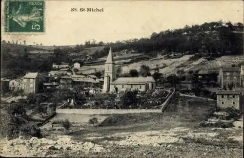 Ak Saint Michel Decazeville Aveyron, Teilansicht, Kirche