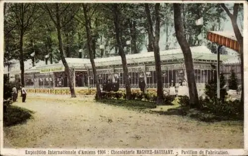 Ak Amiens-Somme, Internationale Ausstellung 1906, Schokoladenfabrik Magniez-Baussart, Pavillon