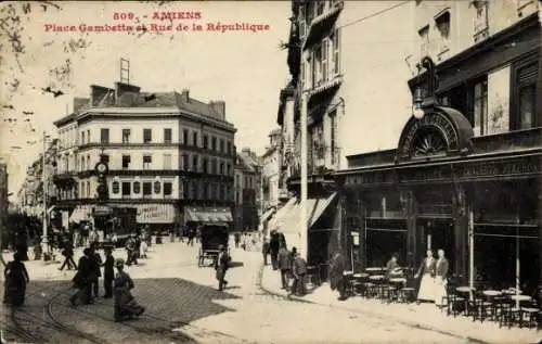 Ak Amiens-Somme, Place Gambetta, Rue de la Republique