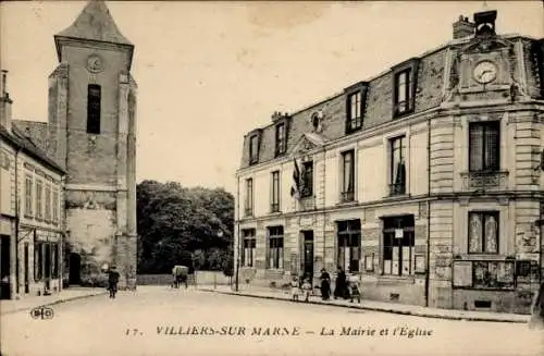 Ak Villiers sur Marne Val de Marne, Mairie, Kirche