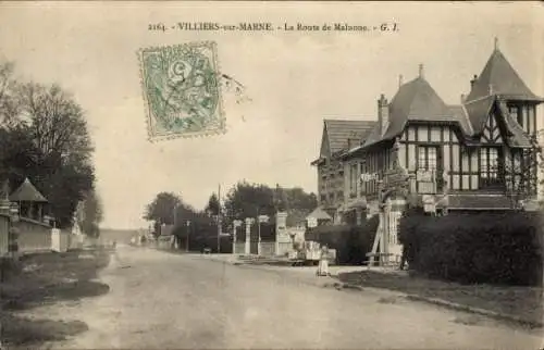 Ak Villiers sur Marne Val de Marne, Route de Malnoue