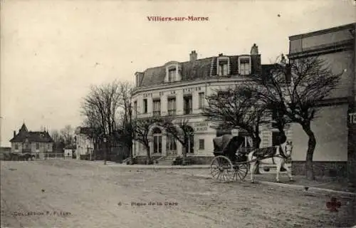 Ak Villiers sur Marne, Place de la Gare