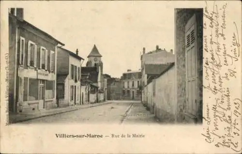 Ak Villiers sur Marne, Rue de la Mairie