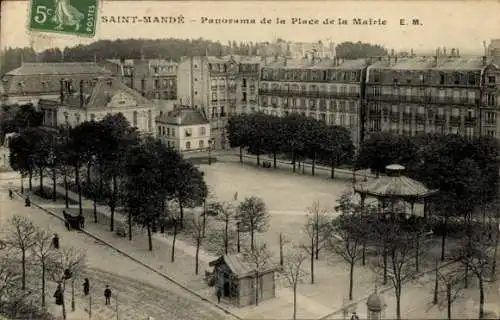 Ak Saint Mandé Val de Marne, Panorama de la Place de la Mairie