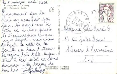 Ak Rougemont Doubs, Altes Tor