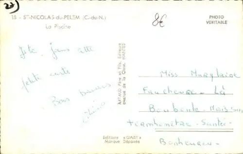 Ak Saint Nicolas du Pélem Cotes d'Armor, Freibad
