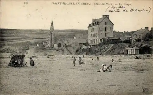 Ak Saint Michel en Greve Cotes d'Armor, Strand