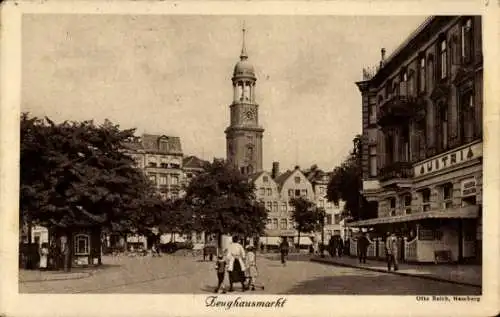 Ak Hamburg Mitte Altstadt, Blick über den Zeughausmarkt, Kirchturm