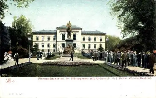 Ak Kiel in Schleswig Holstein, Konzert im Schlossgarten, Universität, Kaiser Wilhelm Denkmal