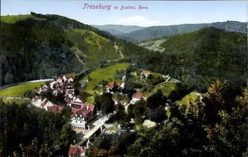 Ak Treseburg Thale im Bodetal Harz, Blick auf den Ort und die Umgebung