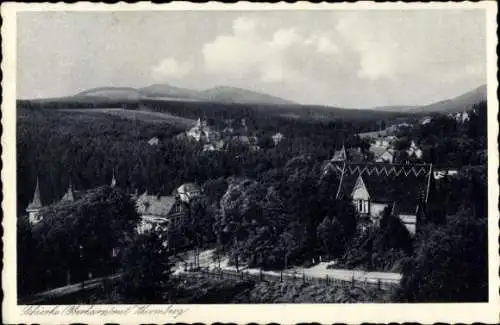 Ak Schierke im Harz Wernigerode, Blick über den Ort zum Wurmberg