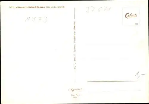 Ak Bödexen Höxter im Weserbergland, Gesamtansicht