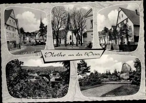 Ak Vlotho an der Weser, Kirche, Ehrenmal, Brink, Panorama, Lange Straße