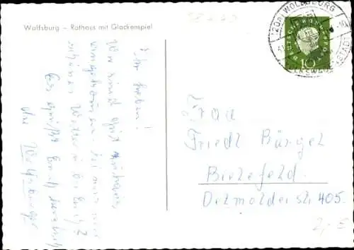 Ak Wolfsburg in Niedersachsen, Rathaus, Glockenspiel