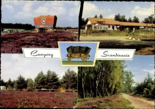 Ak Soltau Lüneburger Heide Niedersachsen, Camping Scandinavia, Planwagen