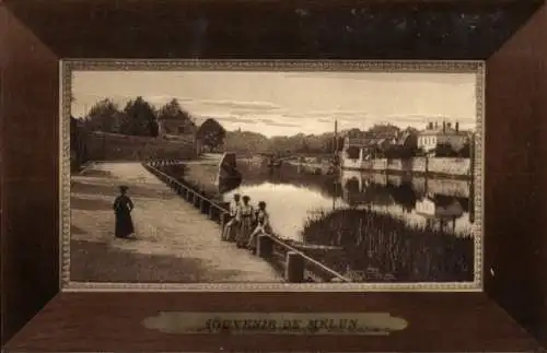 Ak Melun Seine et Marne, Le Seine, Vue sur le Pont du Moulin