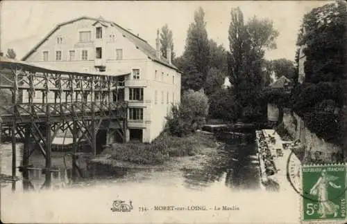 Ak Moret sur Loing Seine et Marne, Moulin