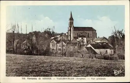 Ak Vailhourles Aveyron, Teilansicht, Kirche