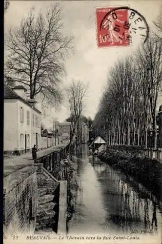 Ak Beauvais Oise, Le Therain in Richtung Rue Saint Louis