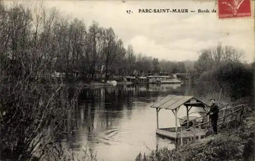 Ak Le Parc de Saint Maur Val de Marne, Ufer