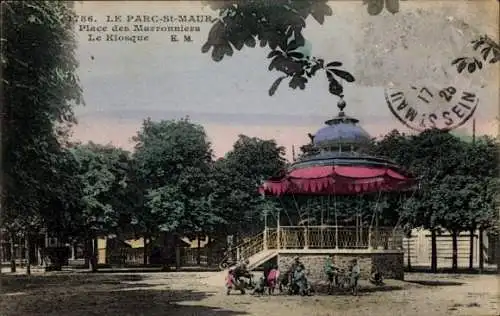 Ak Le Parc de Saint Maur Val de Marne, Place des Marronniers, Le Kiosque